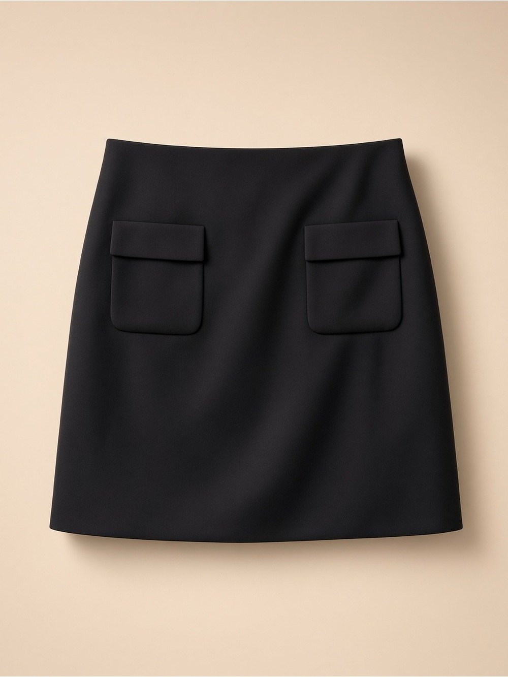 LOFT Black Mini Skirt with Front Flap Pockets